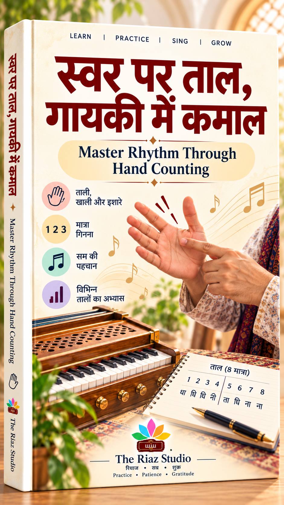 हाथों पर ताल और सम की पहचान — Counting Taal on Hands (The Riaz Studio E-Book cover)
