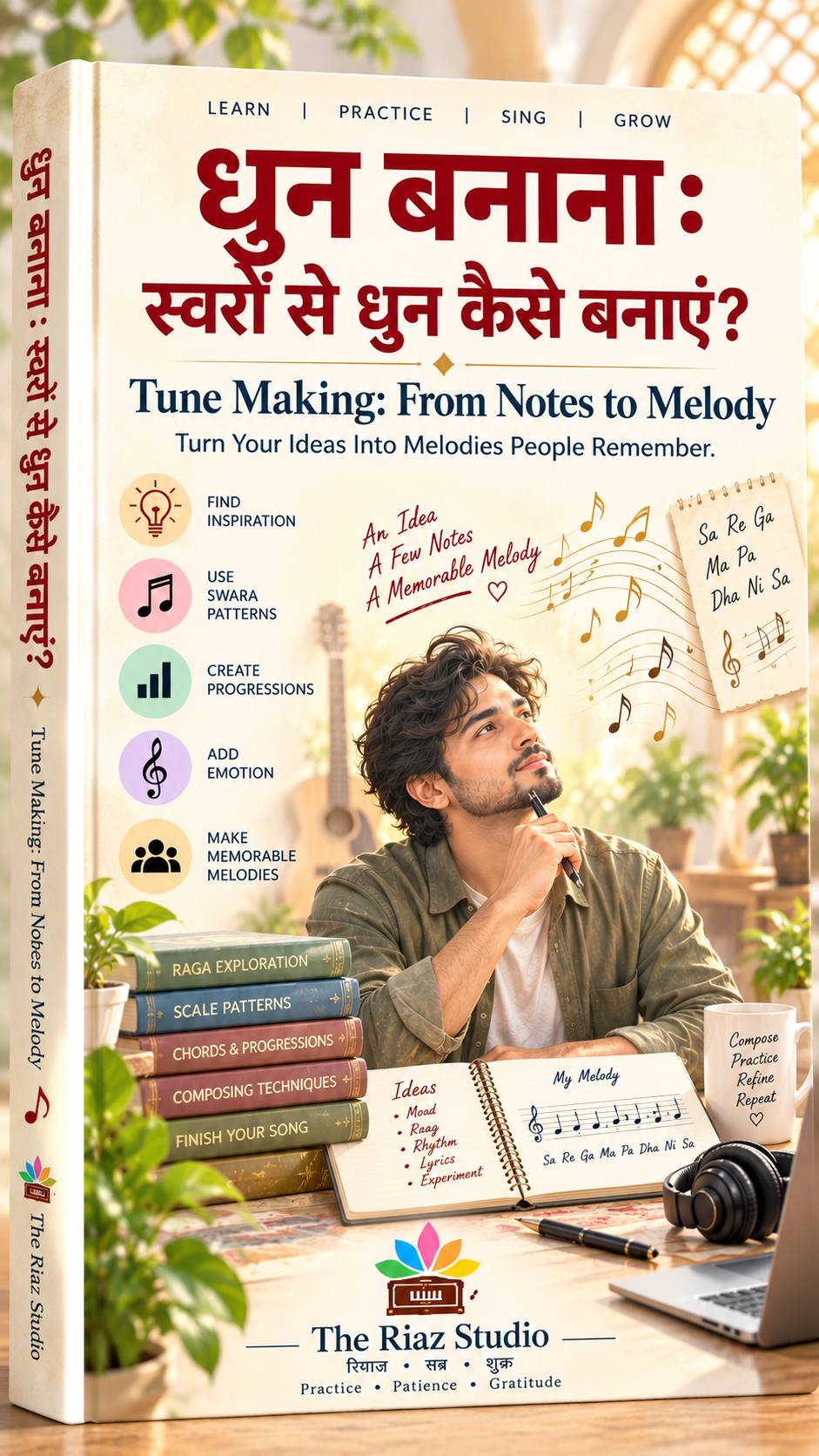 स्वरों से धुन बनाना — Tune Making — From Notes to Melody (The Riaz Studio E-Book cover)