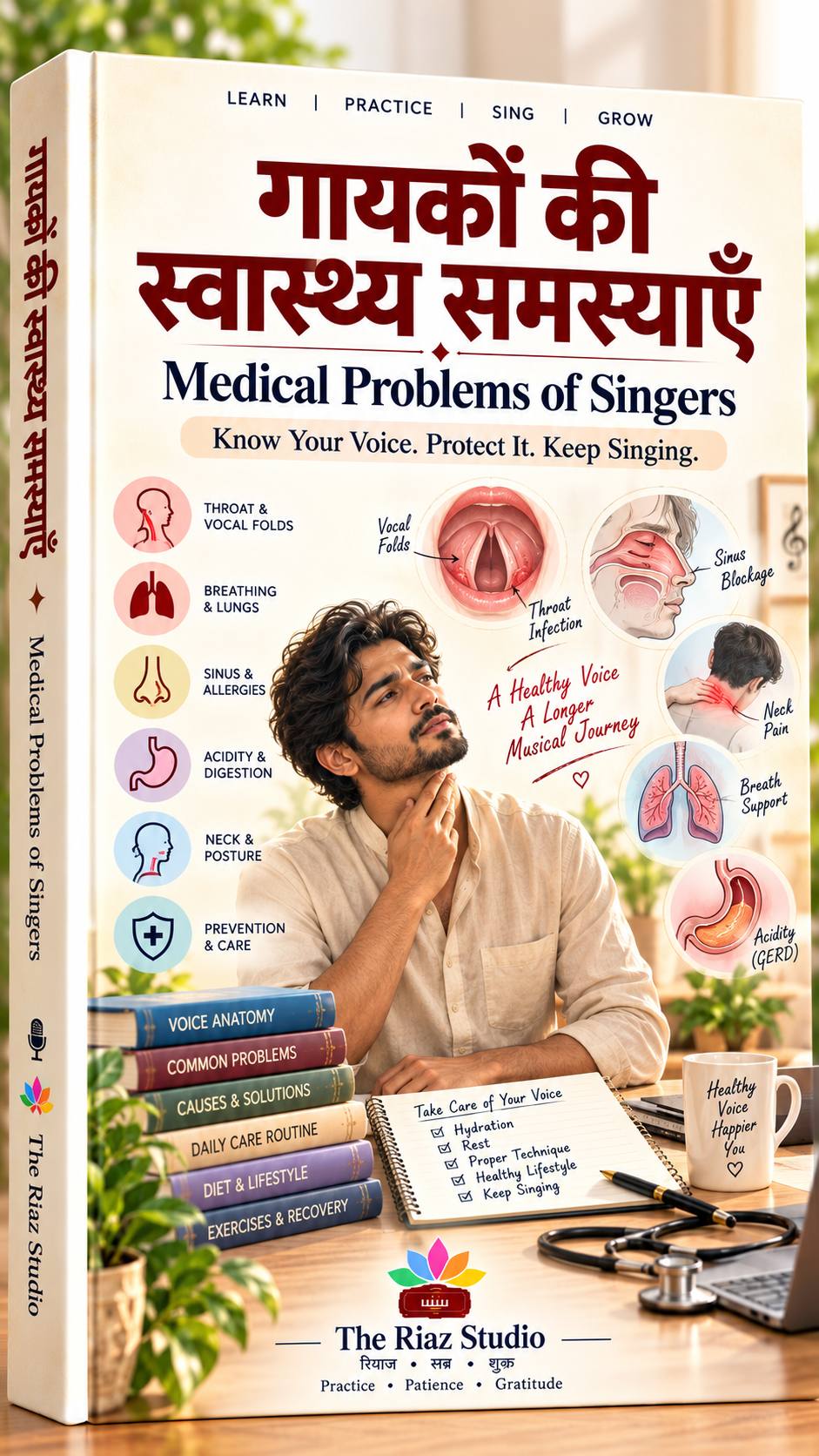 गायकों की स्वास्थ्य समस्याएँ — Medical Problems of Singers (The Riaz Studio E-Book cover)